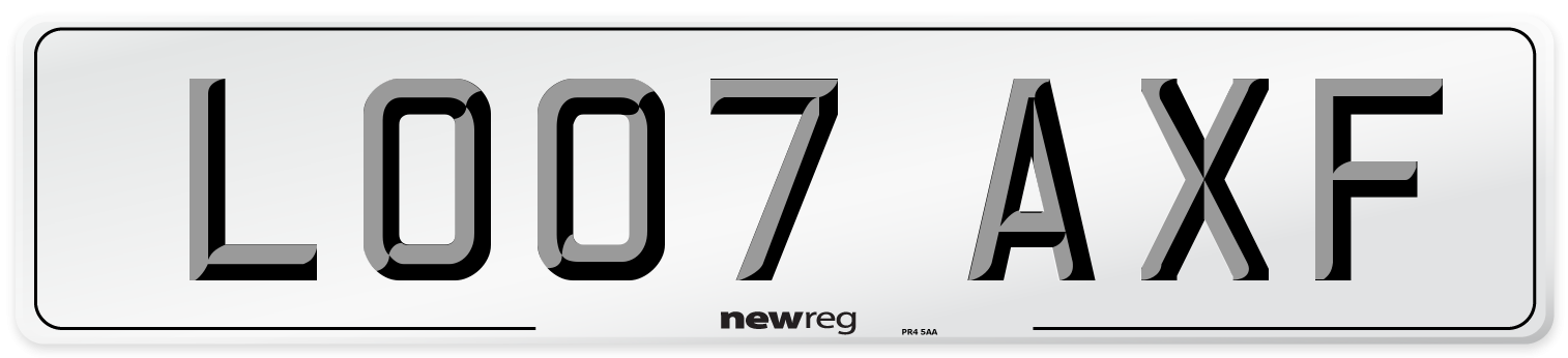 LO07 AXF Number Plate from New Reg